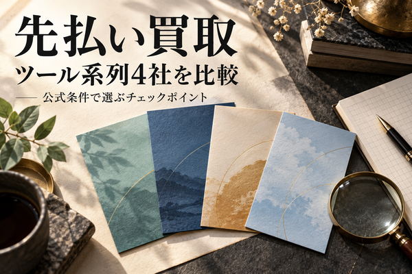 先払い買取のツール系列4社を比較｜買取率・郵送条件と業者の選び方