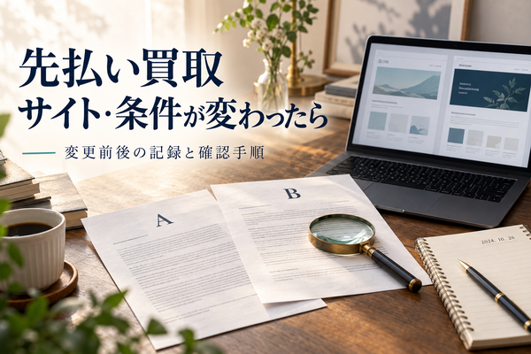 先払い買取の取引後にサイト・条件が変わったら｜変更前後の記録と確認手順